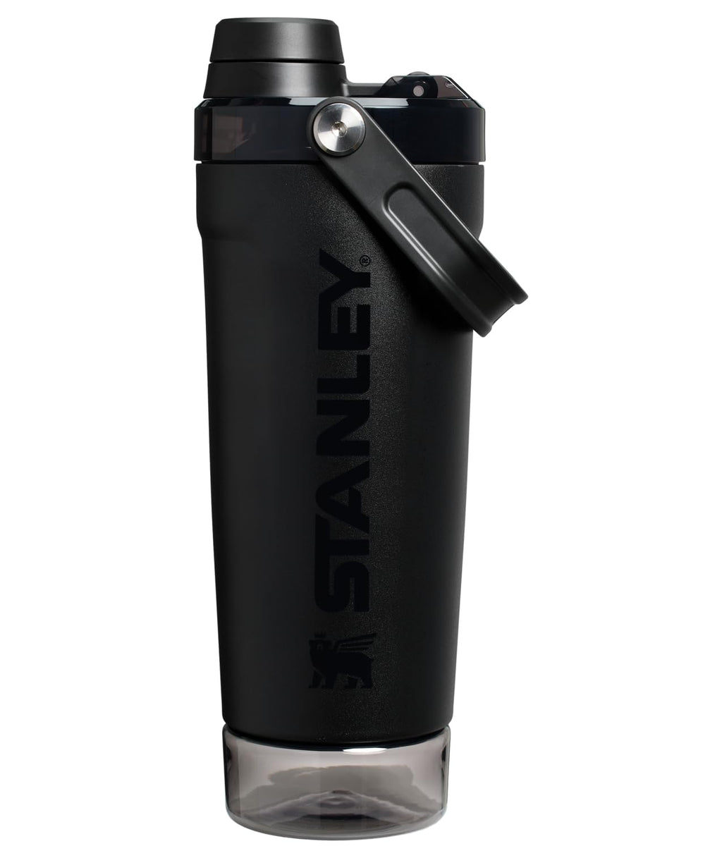 STANLEY Vitalize Shaker Bottle 20 oz | Leakproof Insulated Stainless Steel Shaker Cup | Base Storage and Twist On Fast Flow Lid | Protein Shakes and Pre Workout Powder | BPA-Free | Chalk