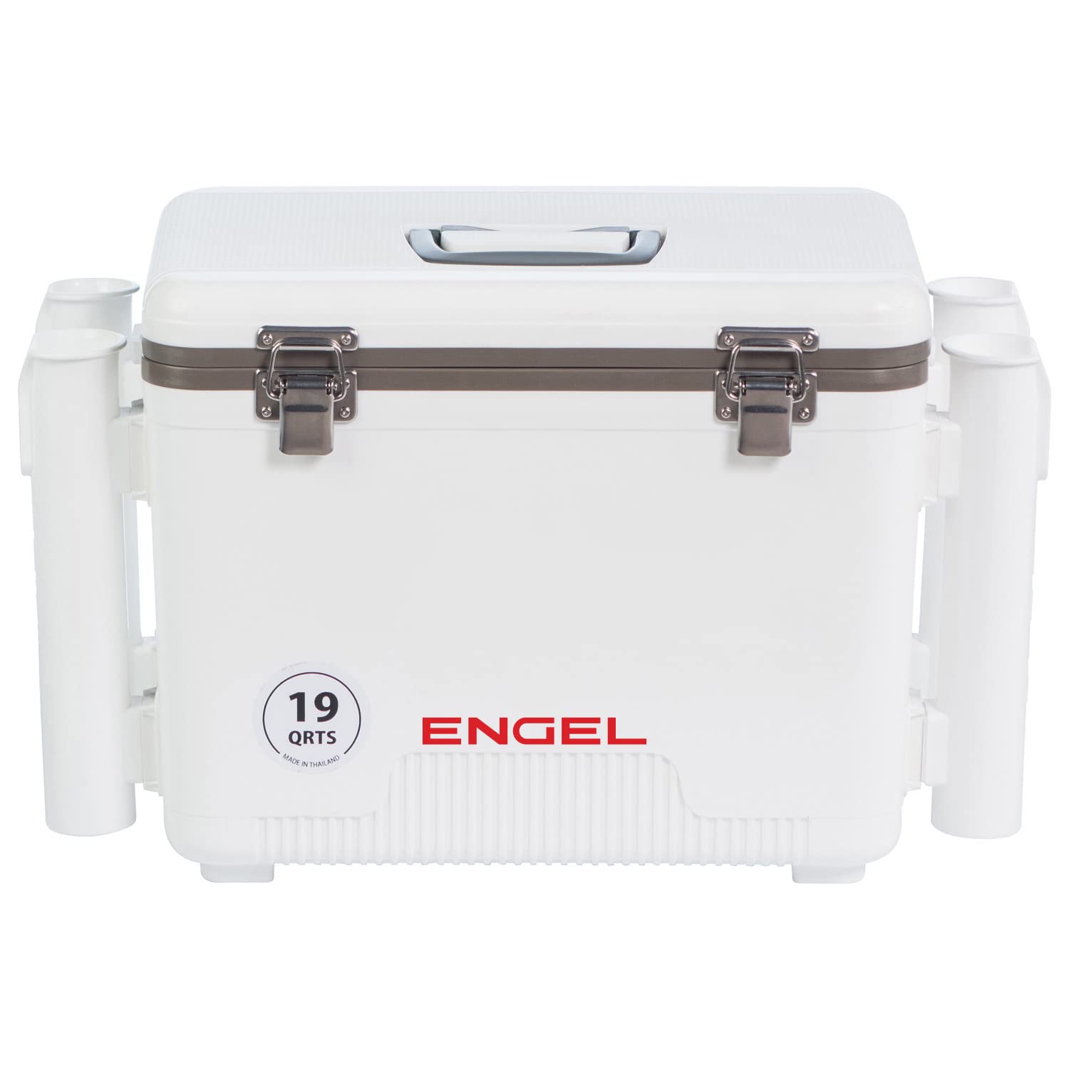 Engel UC19 19qt Leak-Proof, Air Tight, Fishing Drybox Cooler with Built-in Fishing Rod Holders, Also Makes The Perfect Small Hard Shell Lunchbox for Men and Women