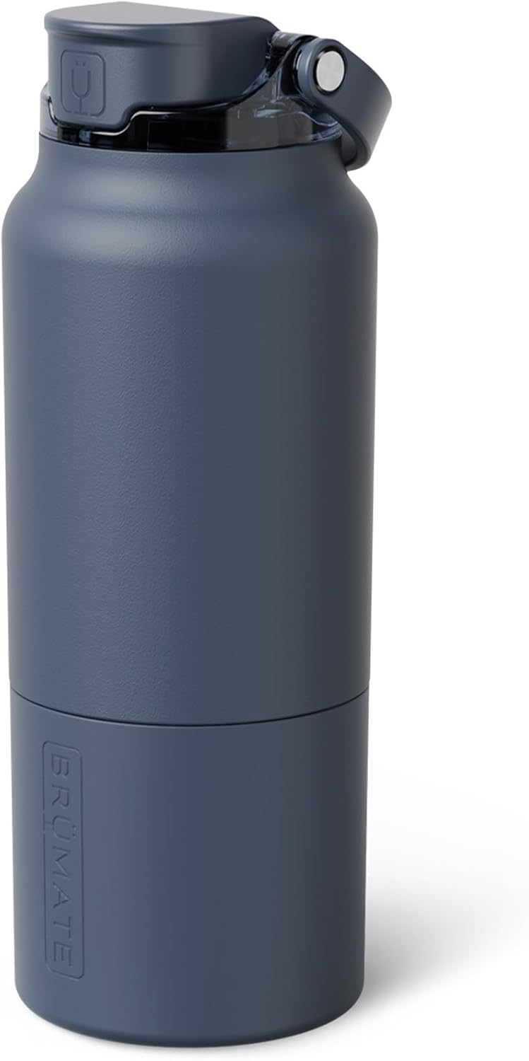 BrüMate Rise 35oz Water Bottle With 100% Leakproof Covered Silicone Straw | Insulated Stainless Steel Water Bottle | Fast Flow | Soft Sip Silicone Spout | Removable Straw | BPA-Free (Nightfall Blue)