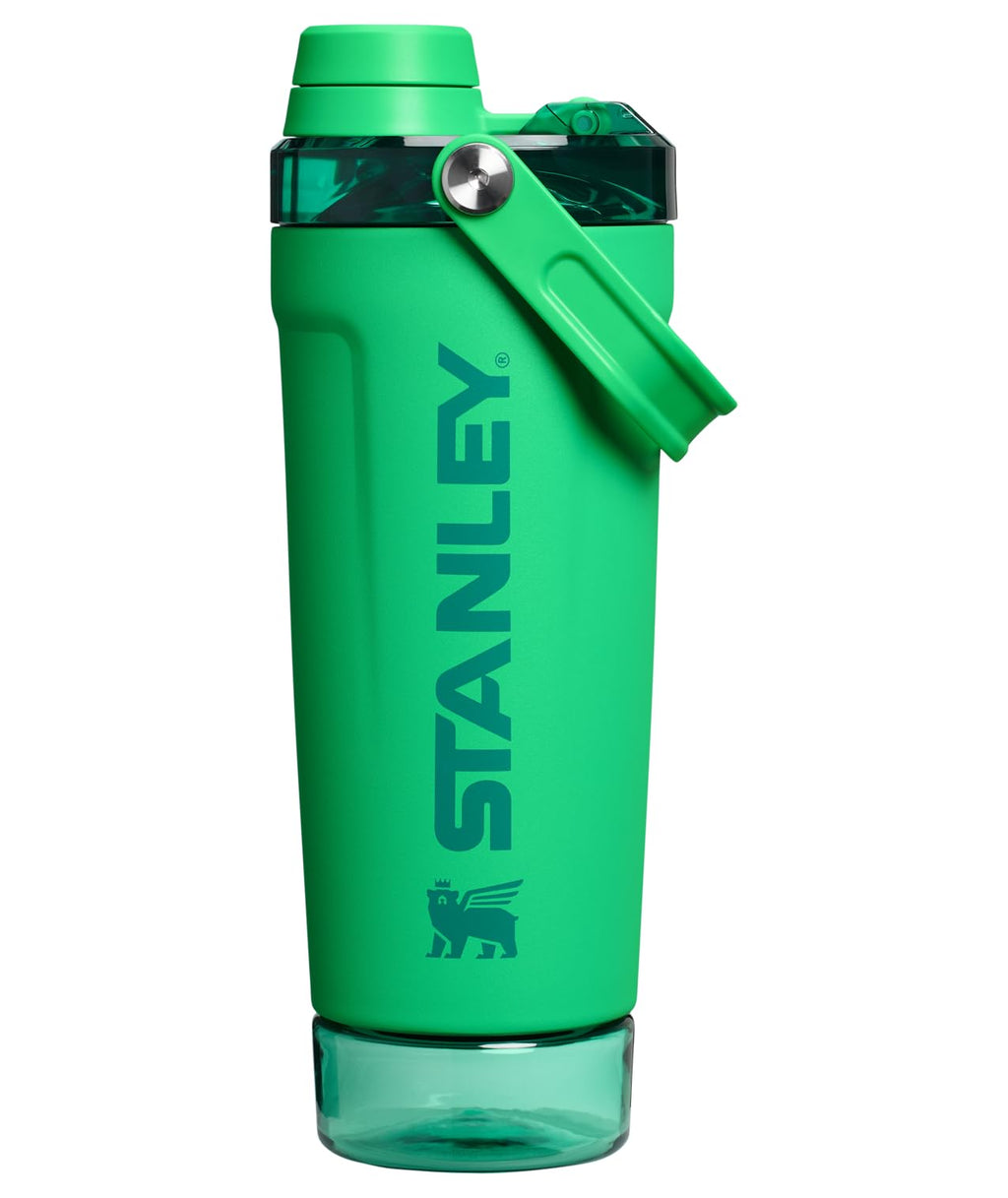 STANLEY Vitalize Shaker Bottle 20 oz | Leakproof Insulated Stainless Steel Shaker Cup | Base Storage and Twist On Fast Flow Lid | Protein Shakes and Pre Workout Powder | BPA-Free | Chalk