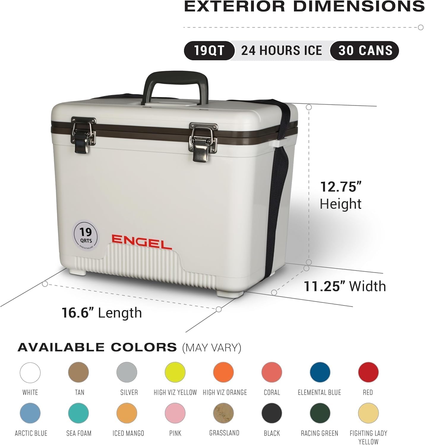 Engel 19qt Leak-Proof, Air Tight, Drybox Cooler and Small Hard Shell Lunchbox for Men and Women