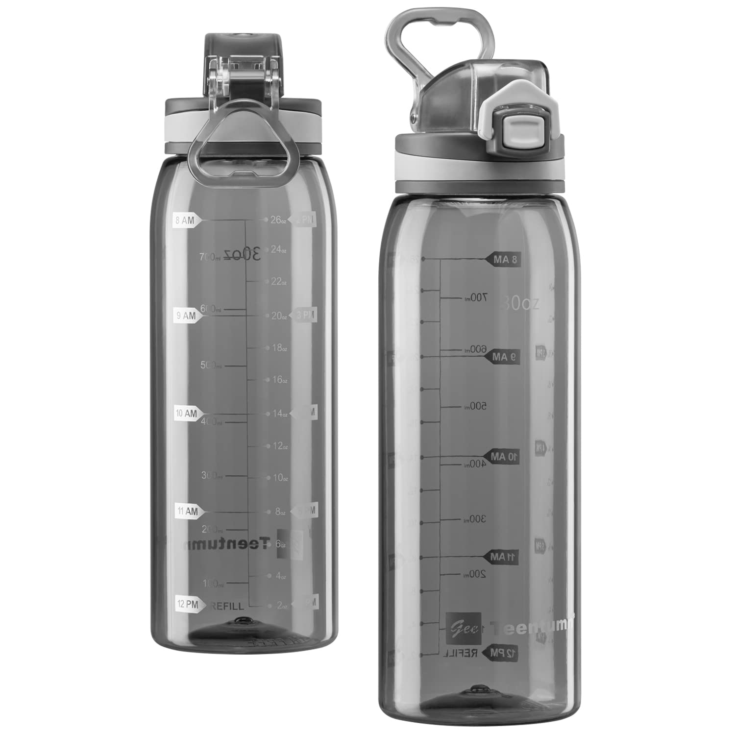 30oz Sport Water Bottle with Time Markers, Large Durable Gym Plastic Bottle for Fitness, Outdoor Enthusiasts, Leakproof (Pack of 1)