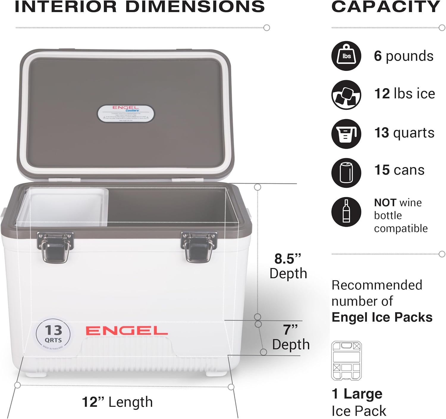 ENGEL 13qt Leak-Proof, Air Tight, Drybox Cooler and Small Hard Shell Lunchbox for Men and Women