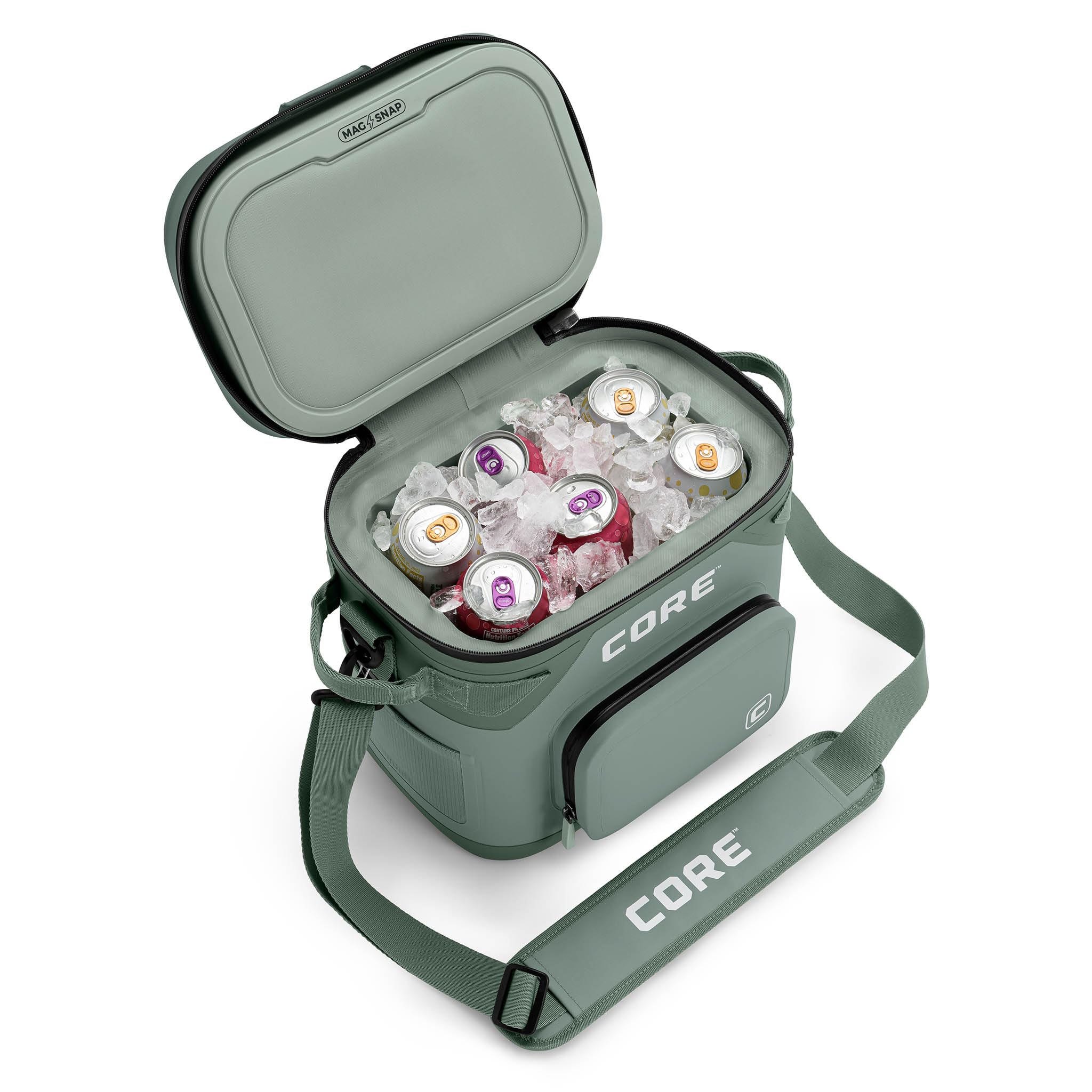 CORE Magnetic Leak Proof Soft Cooler with Waterproof Zipper | Insulated Bag Portable Ice Chest Box | Best Soft Cooler for Food & Beverages for Tailgating, Car Camping, Travel, and Family Beach Picnics