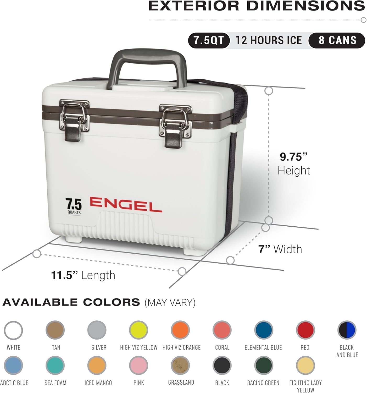 Engel UC7 7.5qt Leak-Proof, Air Tight, Drybox Cooler and Small Hard Shell Lunchbox for Men and Women