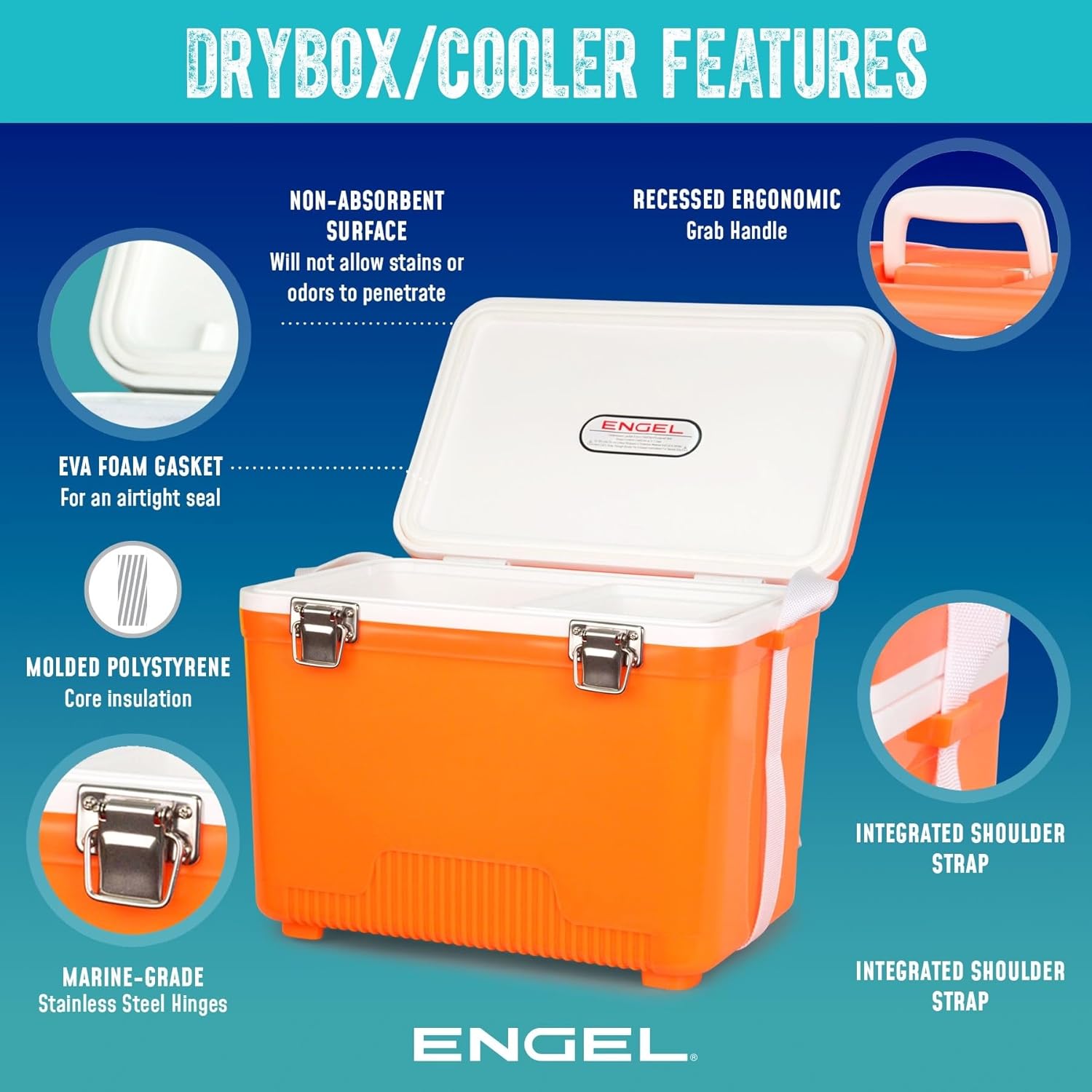 ENGEL 13qt Leak-Proof, Air Tight, Drybox Cooler and Small Hard Shell Lunchbox for Men and Women