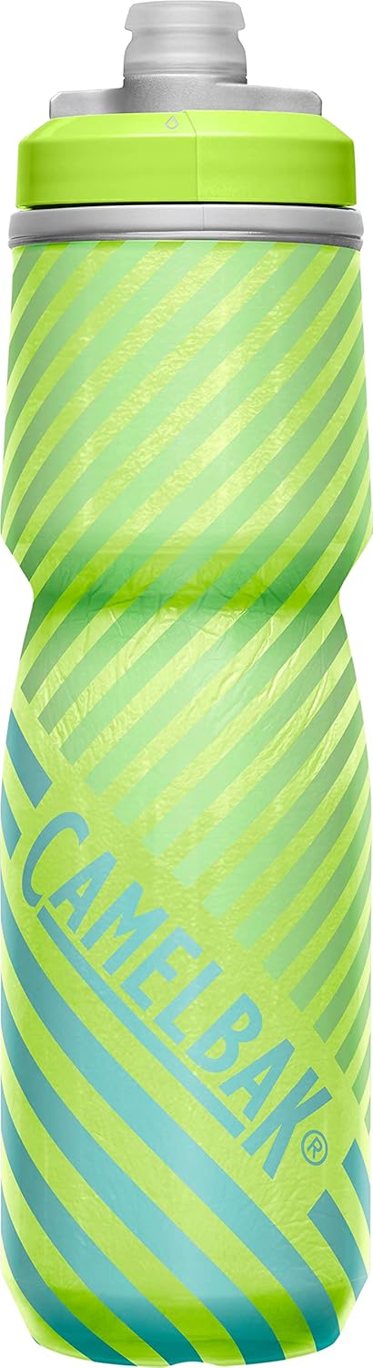 CamelBak Podium Chill Bike Insulated Squeeze Water Bottle Lime/Blue Stripe, 24oz