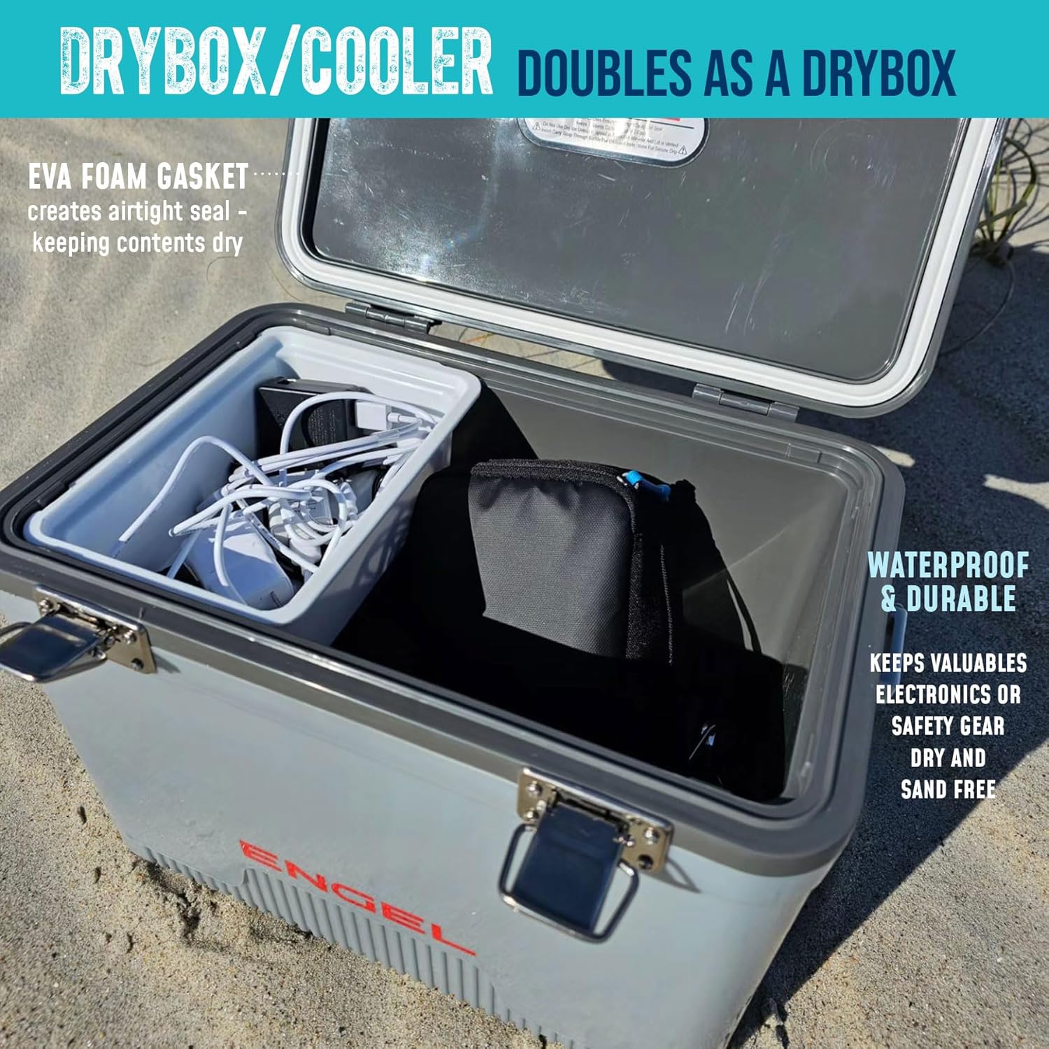 Engel UC13 13qt Leak-Proof, Air Tight, Drybox Cooler and 32°F Cooler Packs for Boating, Camping, Fishing, Hiking & Food Storage